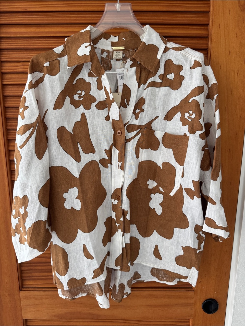 MAGASCHONI Brown & White Floral Button-Front Shirt